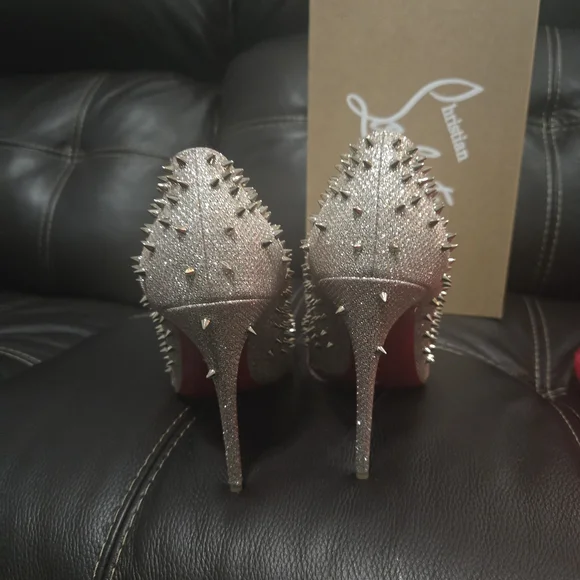 Christian Louboutin Blush Crystal & Spike Pointed-Toe Pumps - Picture 5 of 7